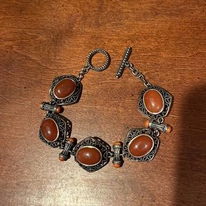 QVC Jean Lin Sterling Silver Ishana Multi Gemstone Toggle Bracelet